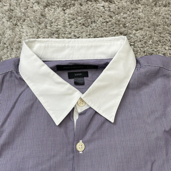 John Varvatos Luxe Shirt Mens Large French Cuff Contrast Collar Dress Formal - Picture 6 of 10